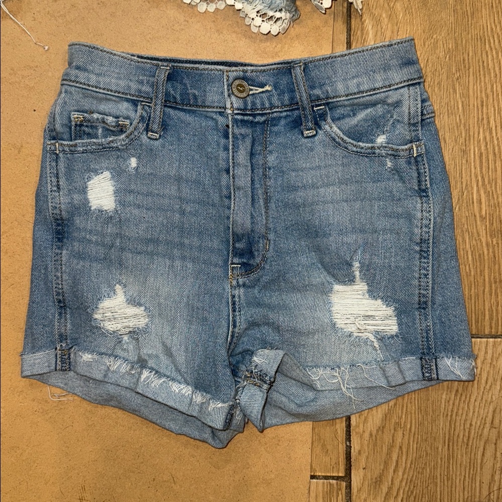 Levi's Hollister Women’s Jean Shorts Distressed High Rise Daisy Dukes 0/24 - Picture 6 of 10